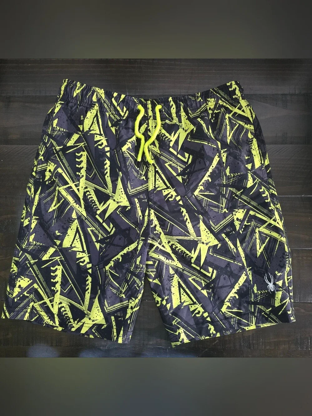 Boys Spyder Neon Yellow Tee with Black and Neon Yellow Graphic Shorts